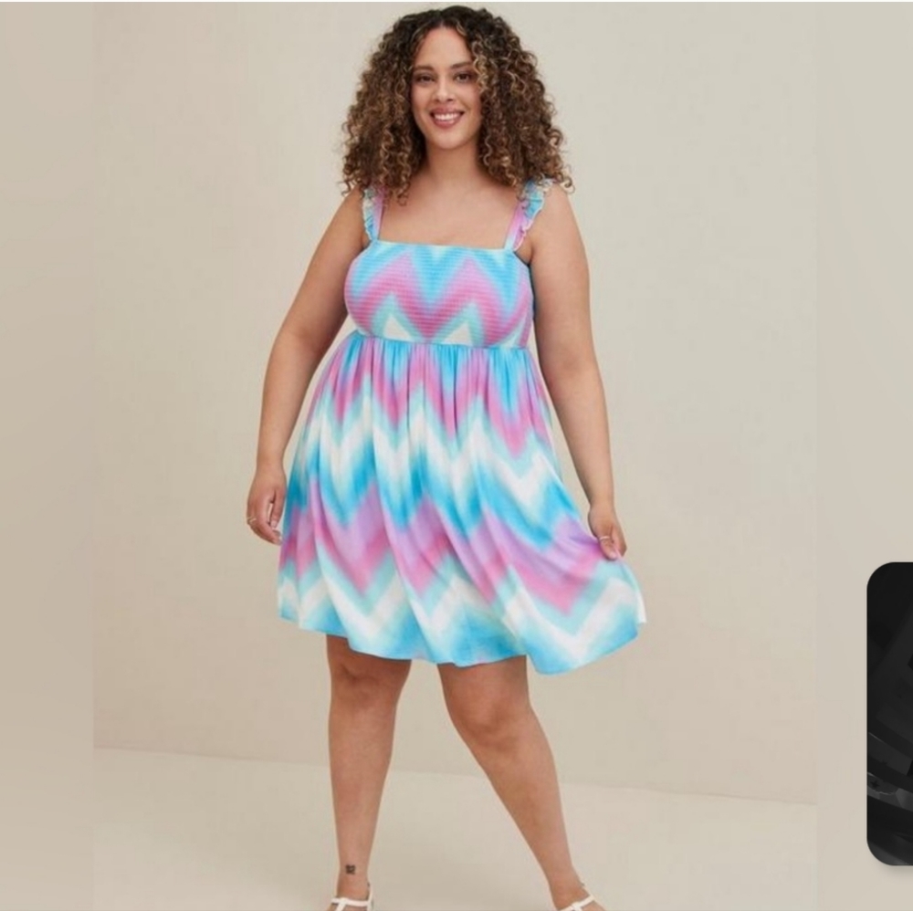 Torrid blue pink purple tie dye challis dress 3 3X